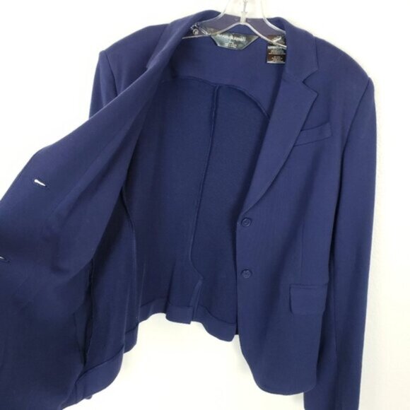 NWT Norma Kamali Navy Blue Jacket Blazer Stretch Knit size XL Office Career - Picture 5 of 12